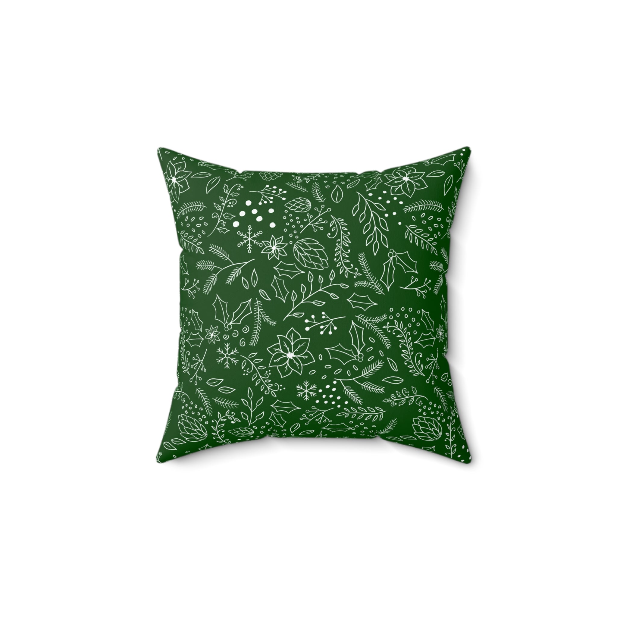 Christmas Floral Pillow - Green