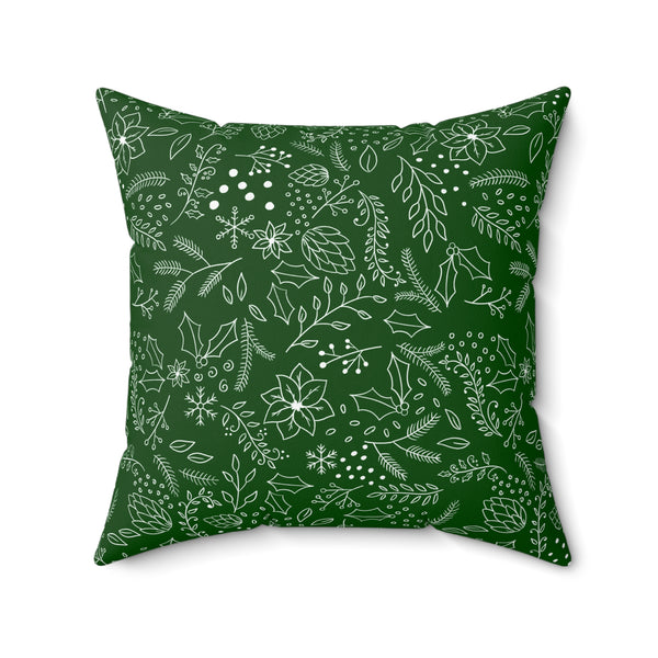 Christmas Floral Pillow - Green