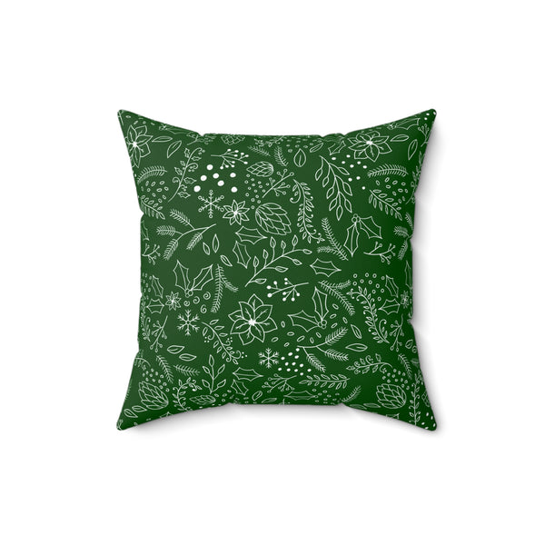 Christmas Floral Pillow - Green