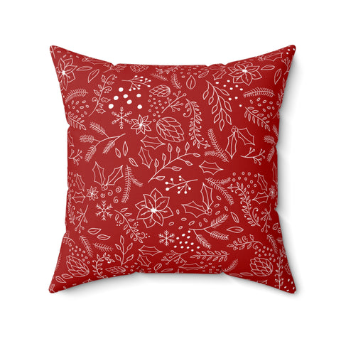 Christmas Floral Pillow - Red