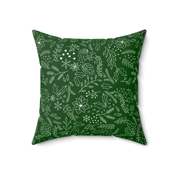 Christmas Floral Pillow - Green