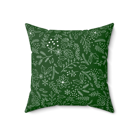 Christmas Floral Pillow - Green